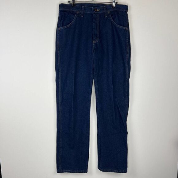 Rustler by Wrangler Men's Dark Blue Demin Rugged Heavyweight Work Jeans 32x30 - Picture 1 of 4